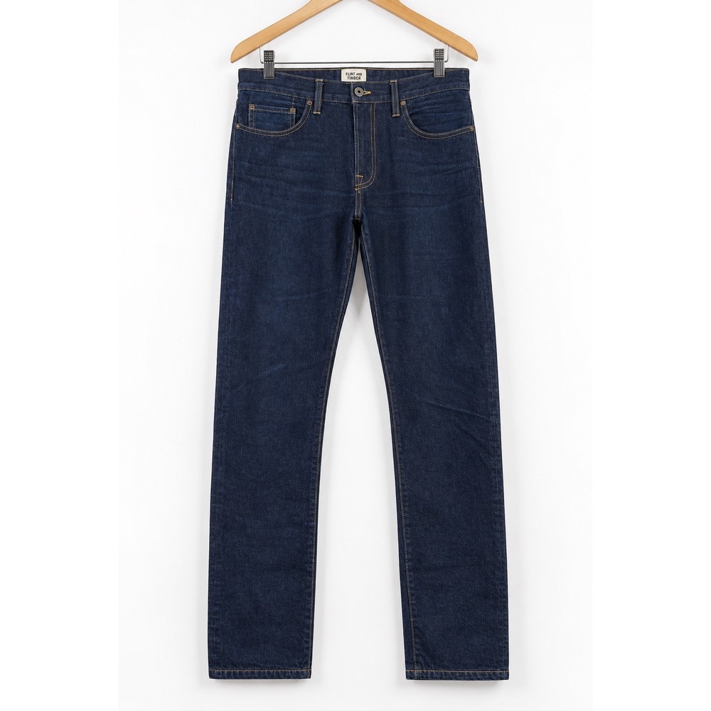 Flint and Tinder Mens Straight Leg Dark Wash Indigo Jeans Size 32x32